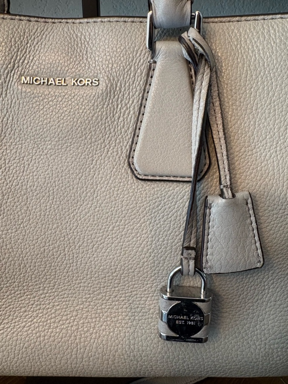 Michael Kors Pebbled Leather Satchel in Light Gray - Picture 2 of 13